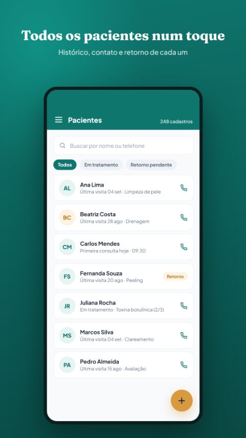 Tela de pacientes